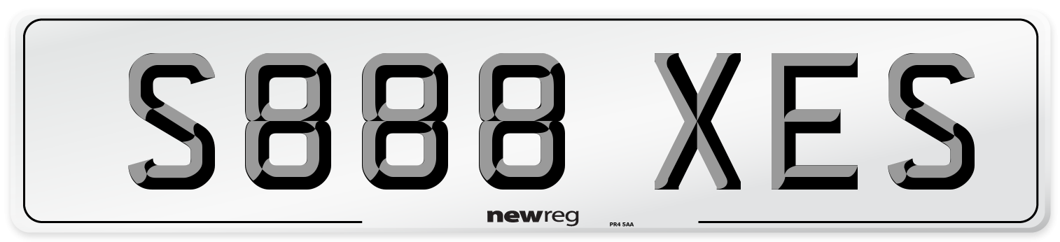 S888 XES Number Plate from New Reg